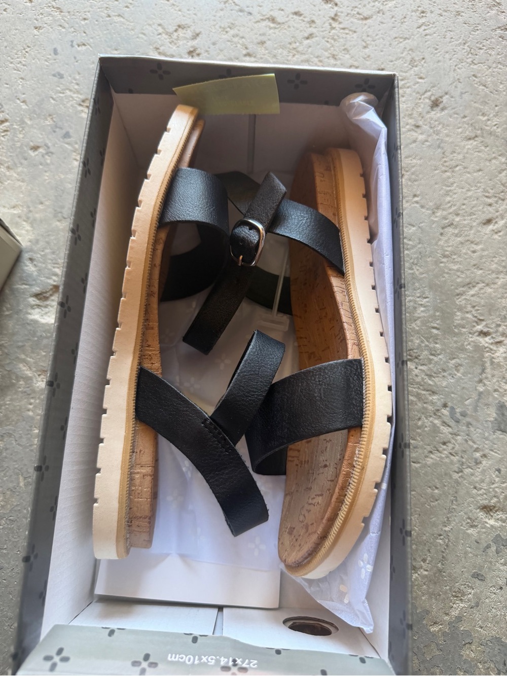 “New” Sun & Stone Black Strappy Cork-Platform Sandals size3